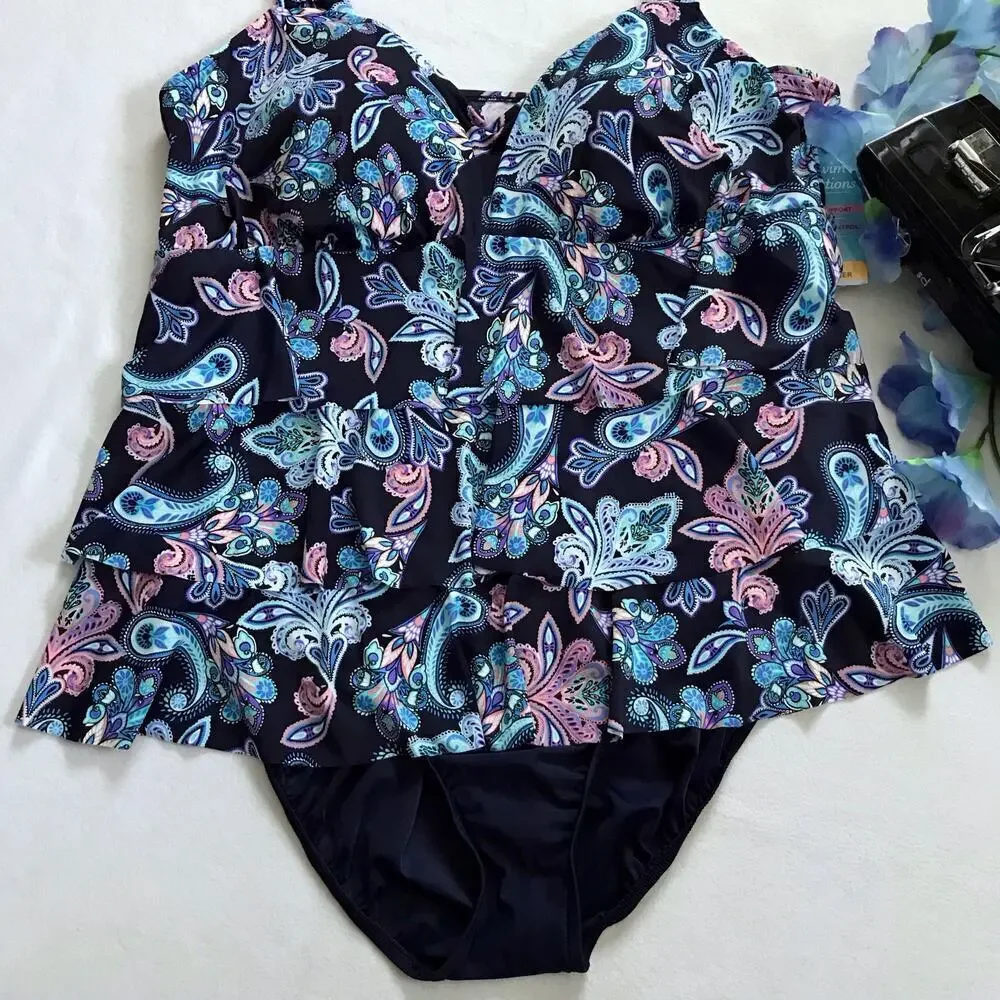 Swim Solutions NWT One Piece Swim Suit Women 24W - Picture 4 of 13
